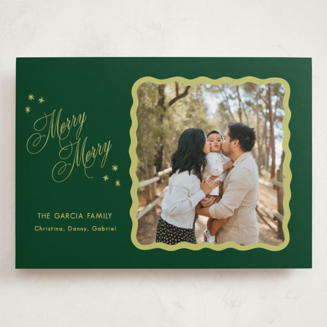 "Squiggle and Stars" - Holiday Cards in Forest by Lauren Jopling - Front