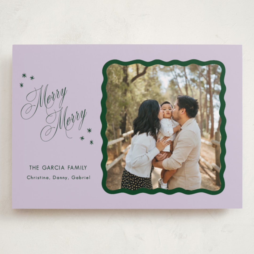 "Squiggle and Stars" - Holiday Cards in Sugar Plum by Lauren Jopling - Front