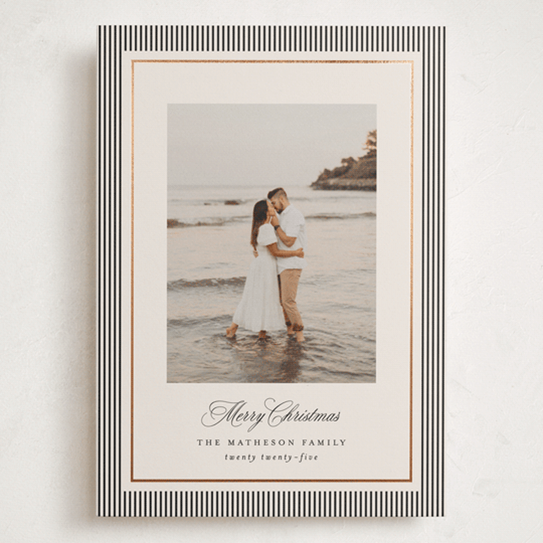 "Striped Elegance" - Holiday Cards in Linen by Kelly Schmidt - Front