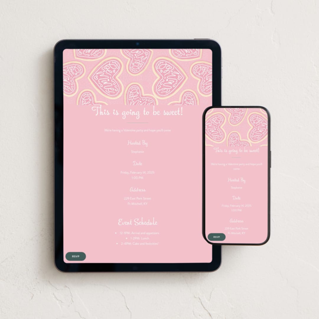 "Sugar Cookie" - Online Holiday Party Invitations in Peony by Ashley Presutti Beasley - Mobile + desktop layout