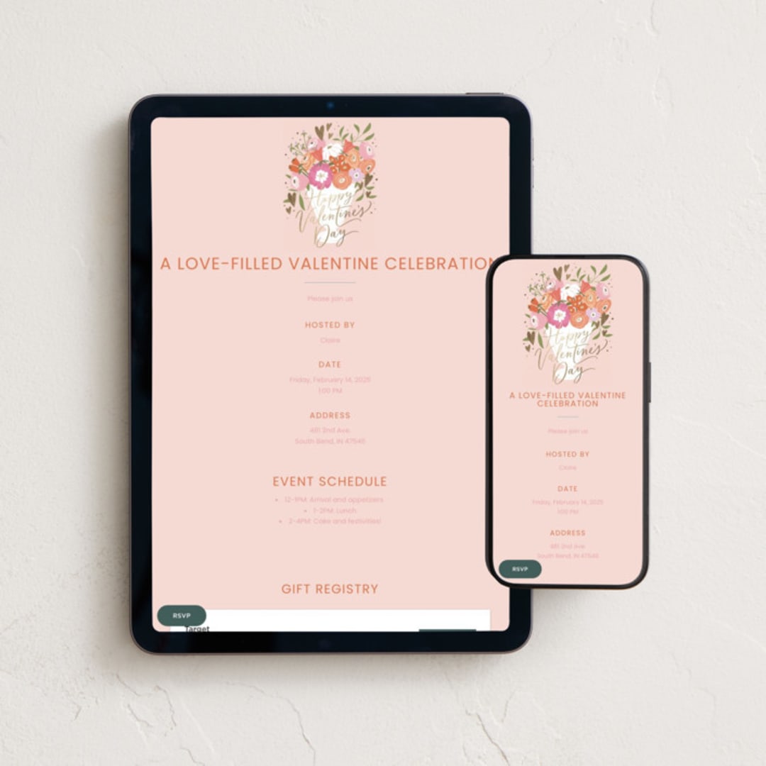"Vase of Flowers" - Online Holiday Party Invitations in Rosebud by Erin German - Mobile + desktop layout