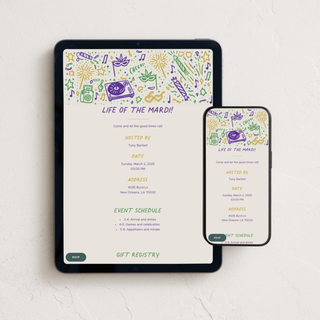 "Three! Two! One!" - Online Holiday Party Invitations in Cream by Abbigail Lim - Mobile + desktop layout