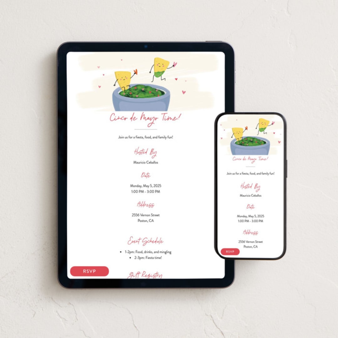 "Guac My World" - Online Holiday Party Invitations in Avocado by Pixel and Hank - Mobile + desktop layout