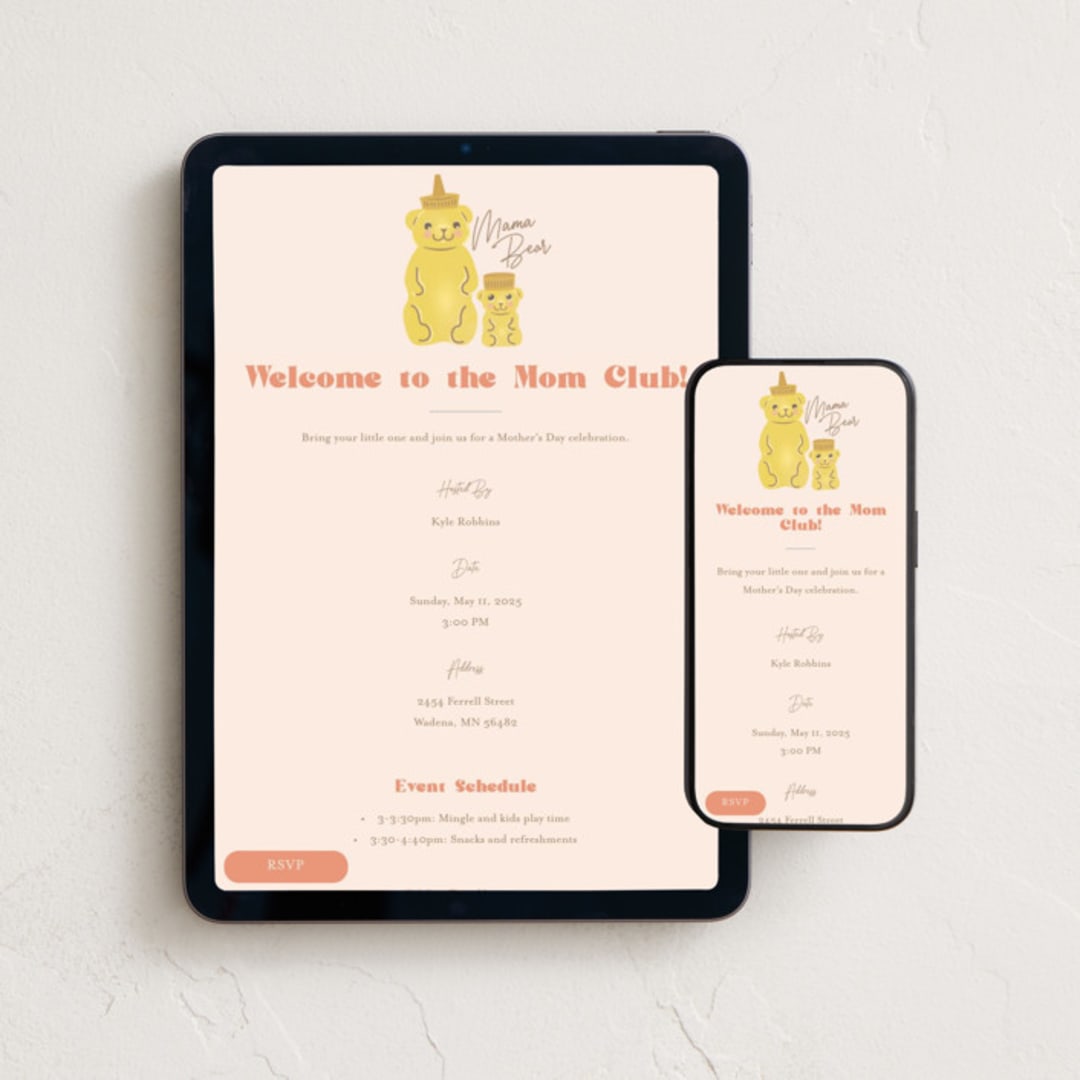 "sweetest mama bear" - Online Holiday Party Invitations in Peach by Karidy Walker - Mobile + desktop layout