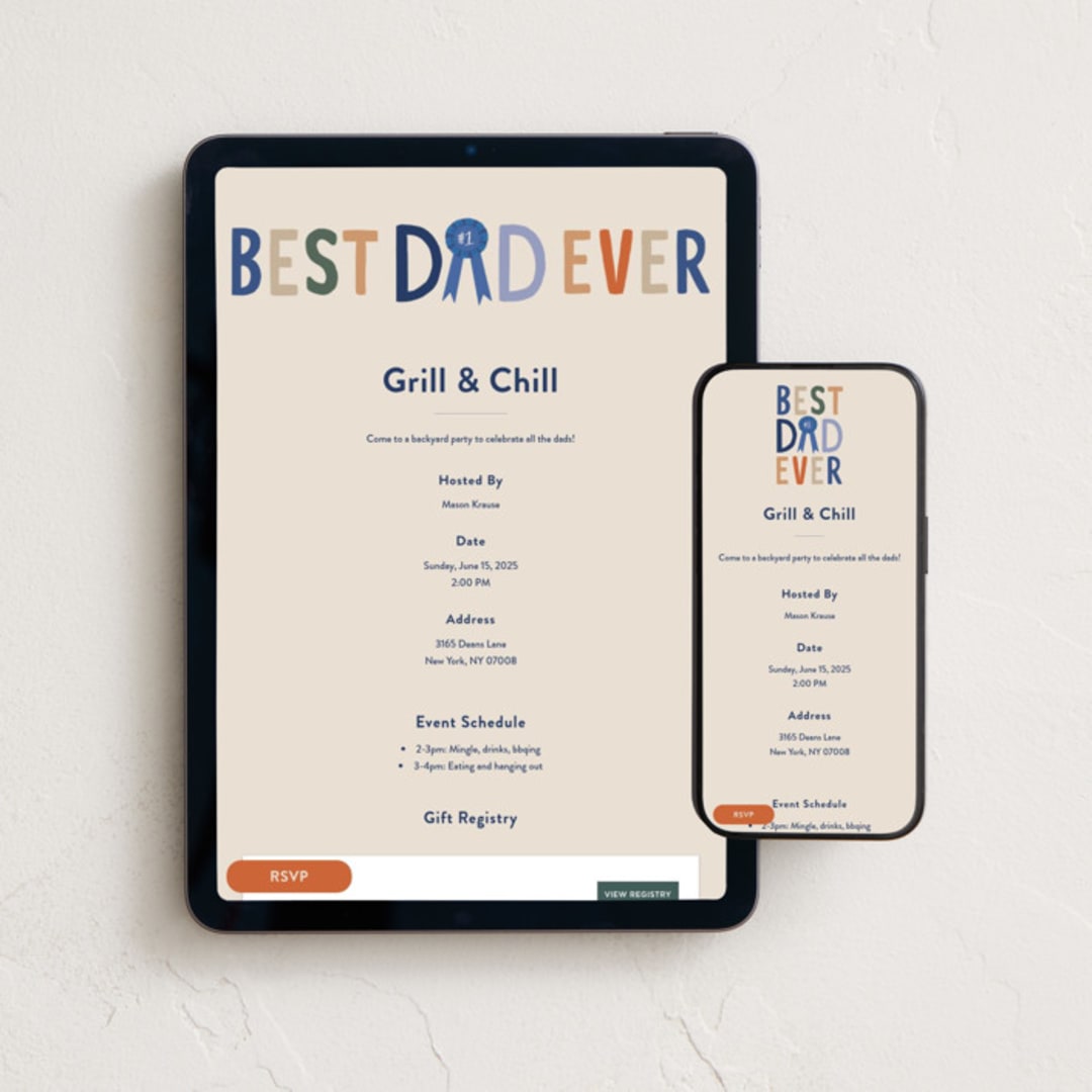 "Best Dad Ever Award" - Online Holiday Party Invitations in Latte by Alethea and Ruth - Mobile + desktop layout