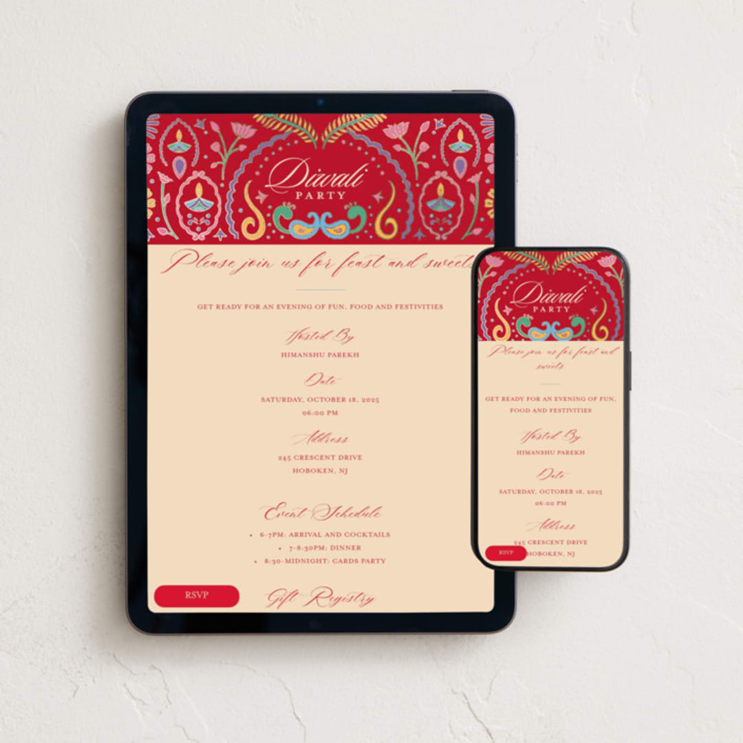 "Glam icons" - Online Holiday Party Invitations in Lal by Creo Study - Mobile + desktop layout