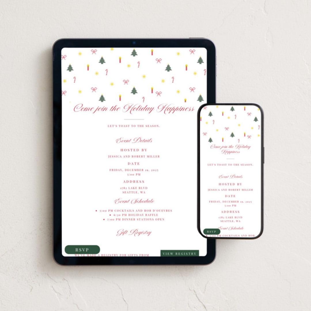 "Cross Stitch Christmas" - Online Holiday Party Invitations in Snow by Claire - Mobile + desktop layout
