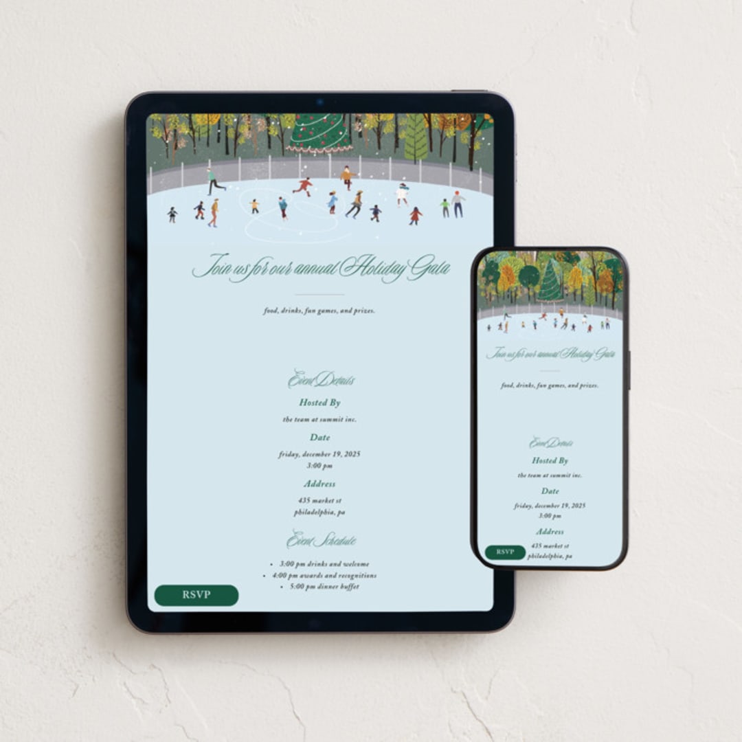"New York for the Holidays" - Online Holiday Party Invitations in Mint by Sherley Ferreira - Mobile + desktop layout