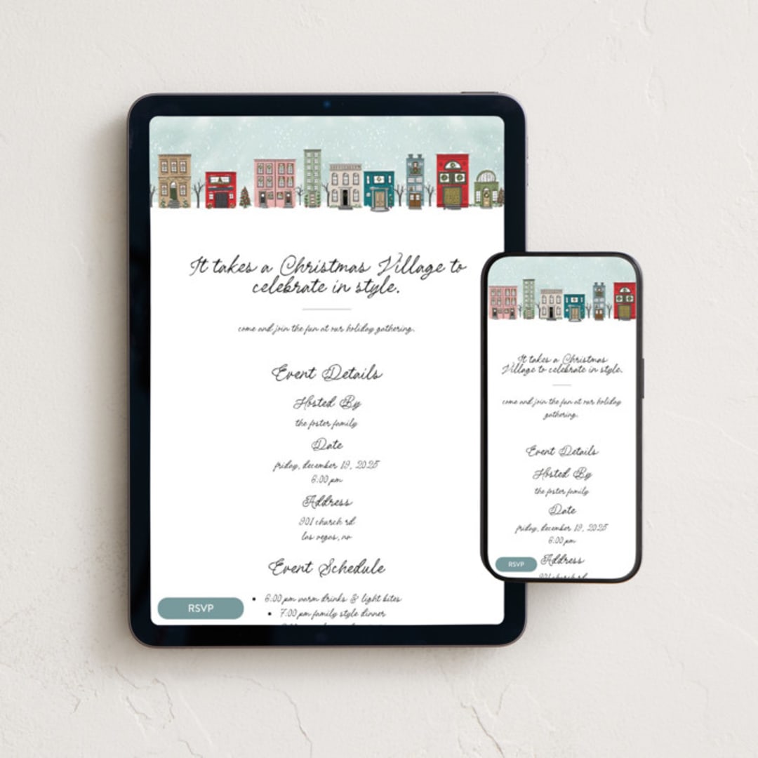 "Village" - Online Holiday Party Invitations in North Pole by Heather Schertzer - Mobile + desktop layout