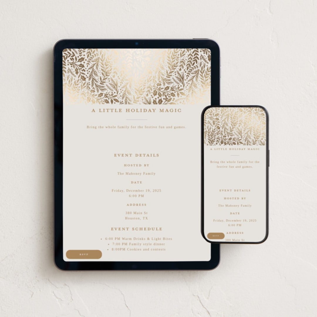 "Gilded Forest" - Online Holiday Party Invitations in Buttercream by Alethea and Ruth - Mobile + desktop layout