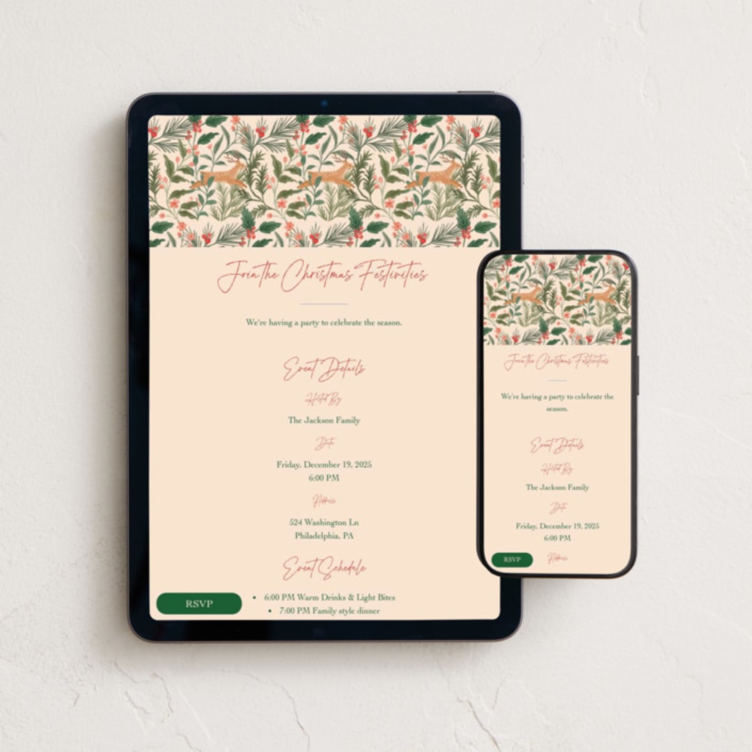 "Garden Folk" - Online Holiday Party Invitations in Autumn by Elly - Mobile + desktop layout