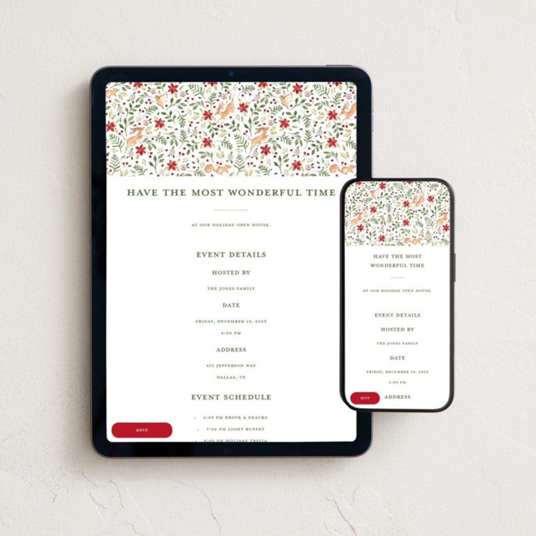 "Highlands" - Online Holiday Party Invitations in Winterberry by Sarah Knight - Mobile + desktop layout