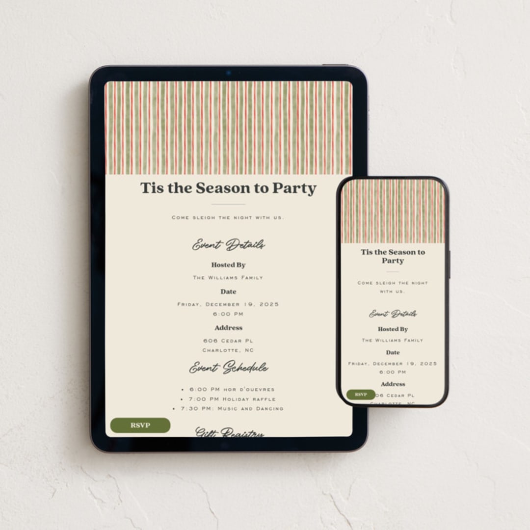 "Preppy gratitude" - Online Holiday Party Invitations in Pine by Creo Study - Mobile + desktop layout