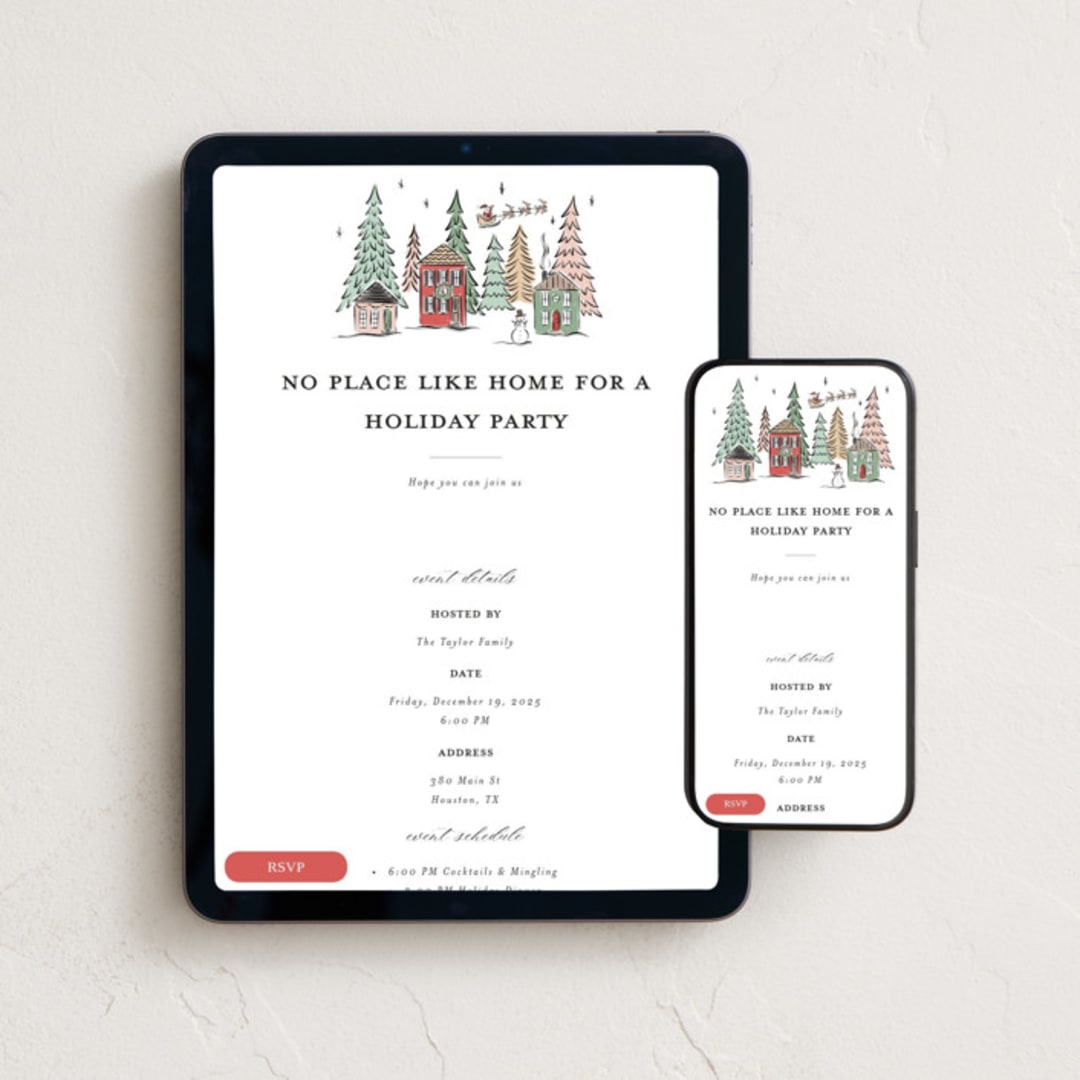 "Winter Scene" - Online Holiday Party Invitations in Festive by Erin German - Mobile + desktop layout