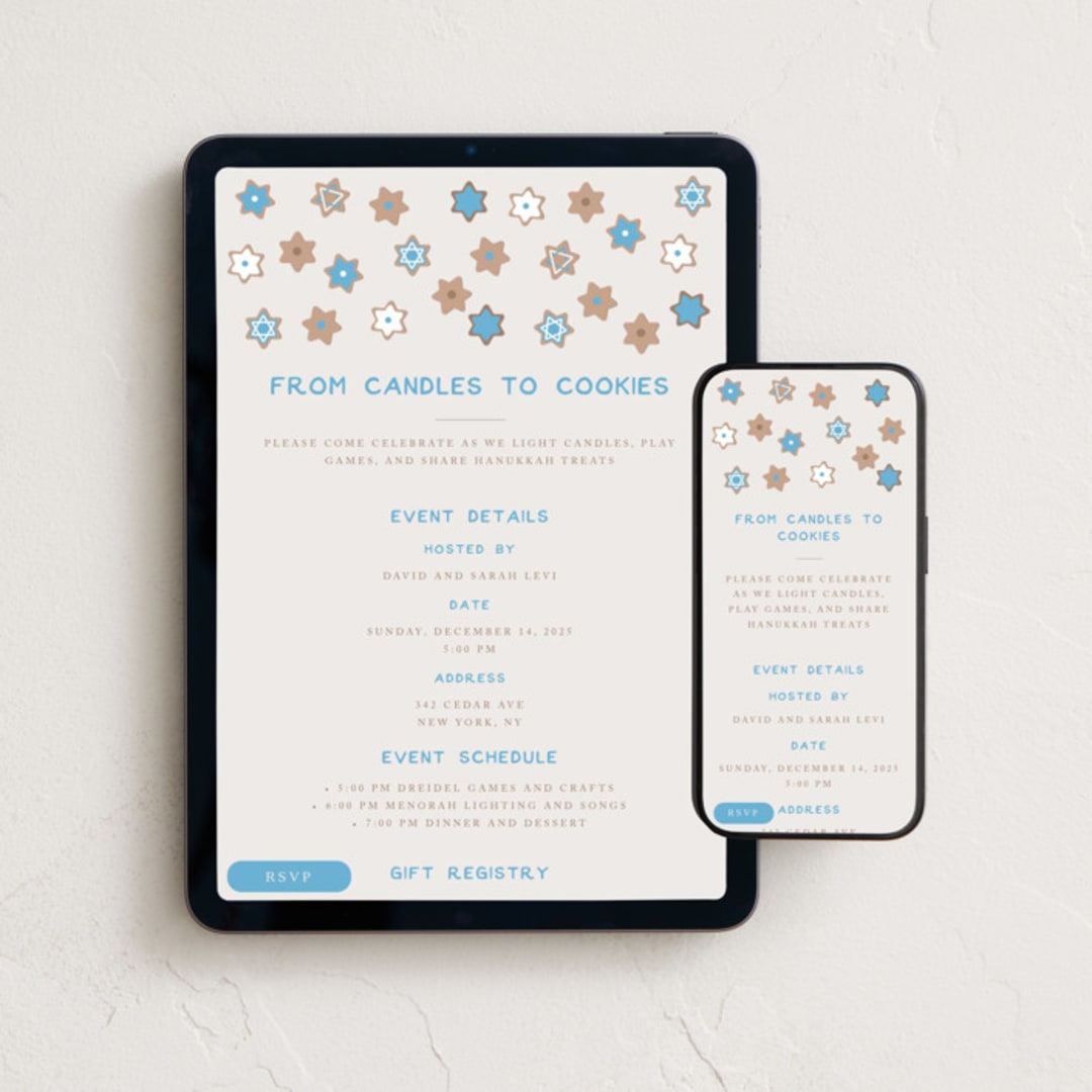 "hanukkah cookies" - Online Holiday Party Invitations in Creme by Anastasia Makarova - Mobile + desktop layout