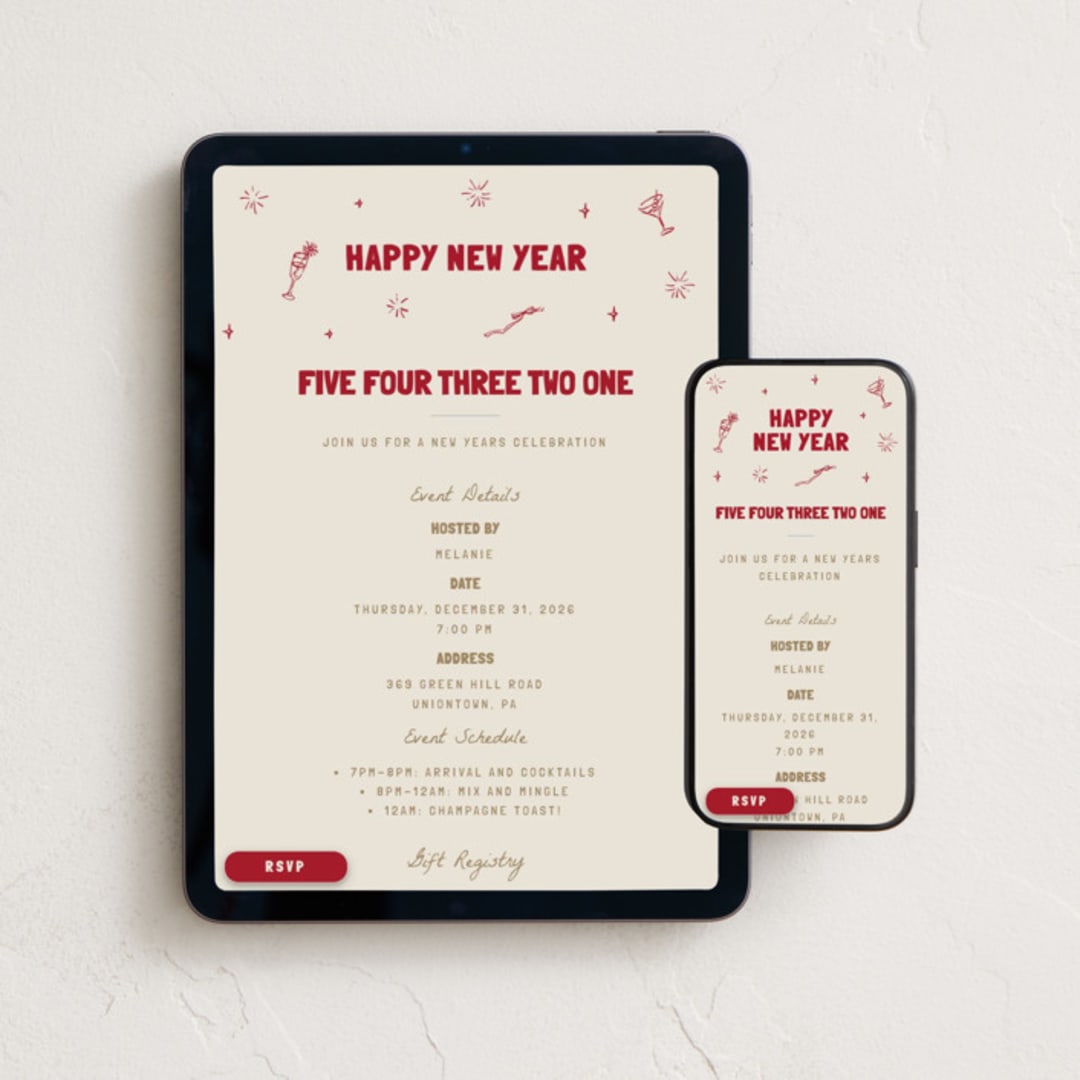 "Pop & Sparkle" - Online Holiday Party Invitations in Wine by Cass Loh - Mobile + desktop layout