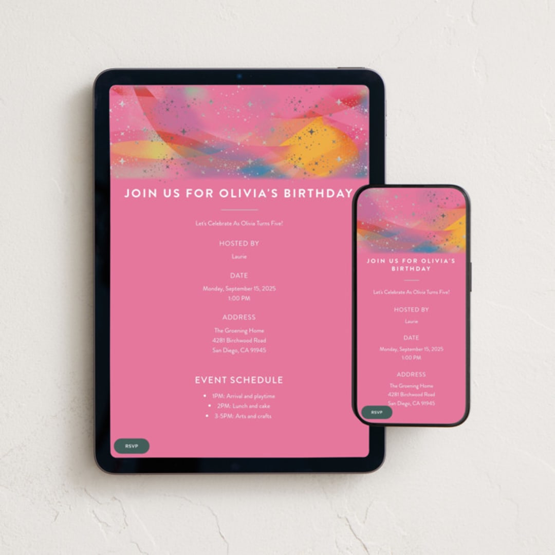 "Galaxy Rainbow" - Online Kids Birthday Invitations in Candy by Katie Zimpel - Mobile + desktop layout