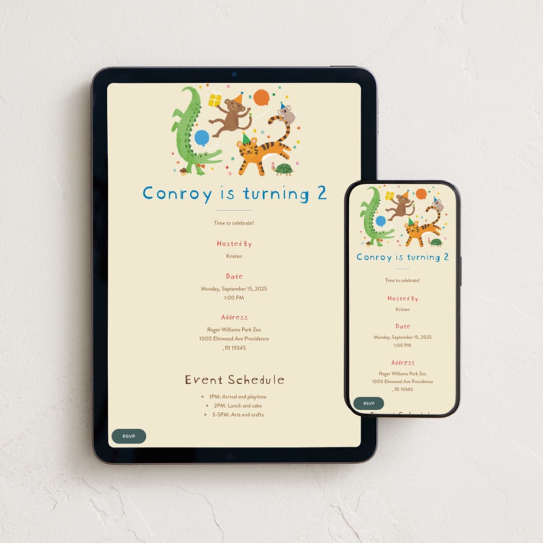 "confetti crew" - Online Kids Birthday Invitations in Sugar Cookie by Jennifer Wick - Mobile + desktop layout