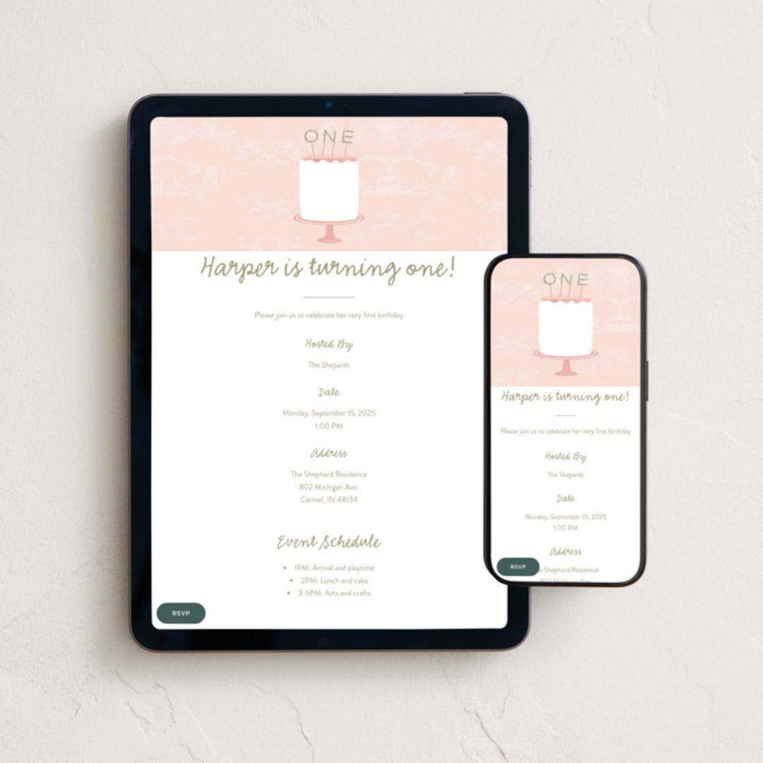 "Frosting" - Online Kids Birthday Invitations in Cotton Candy by Sarah Brown - Mobile + desktop layout