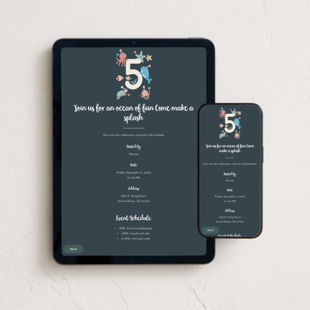 "Under The Sea" - Online Kids Birthday Invitations in Sea by Christy Hy Lee - Mobile + desktop layout