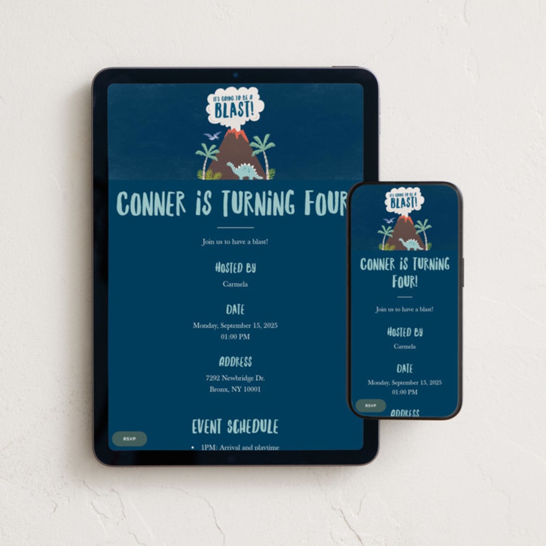 "volcano blast" - Online Kids Birthday Invitations in Atlantic by Karidy Walker - Mobile + desktop layout