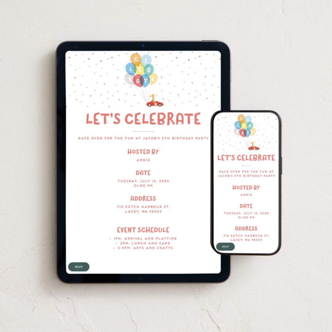 "monza" - Online Kids Birthday Invitations in Ivory by chocomocacino - Mobile + desktop layout