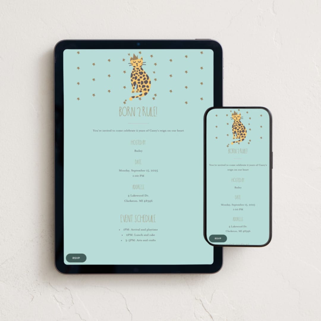 "Born 2 Rule" - Online Kids Birthday Invitations in Sky by Teju Reval - Mobile + desktop layout