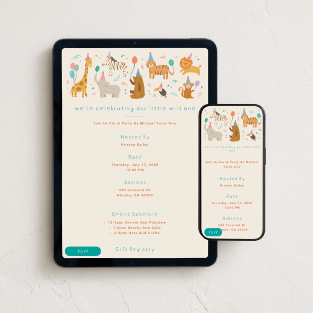 "Wild party" - Online Kids Birthday Invitations in Sherbet by Creo Study - Mobile + desktop layout