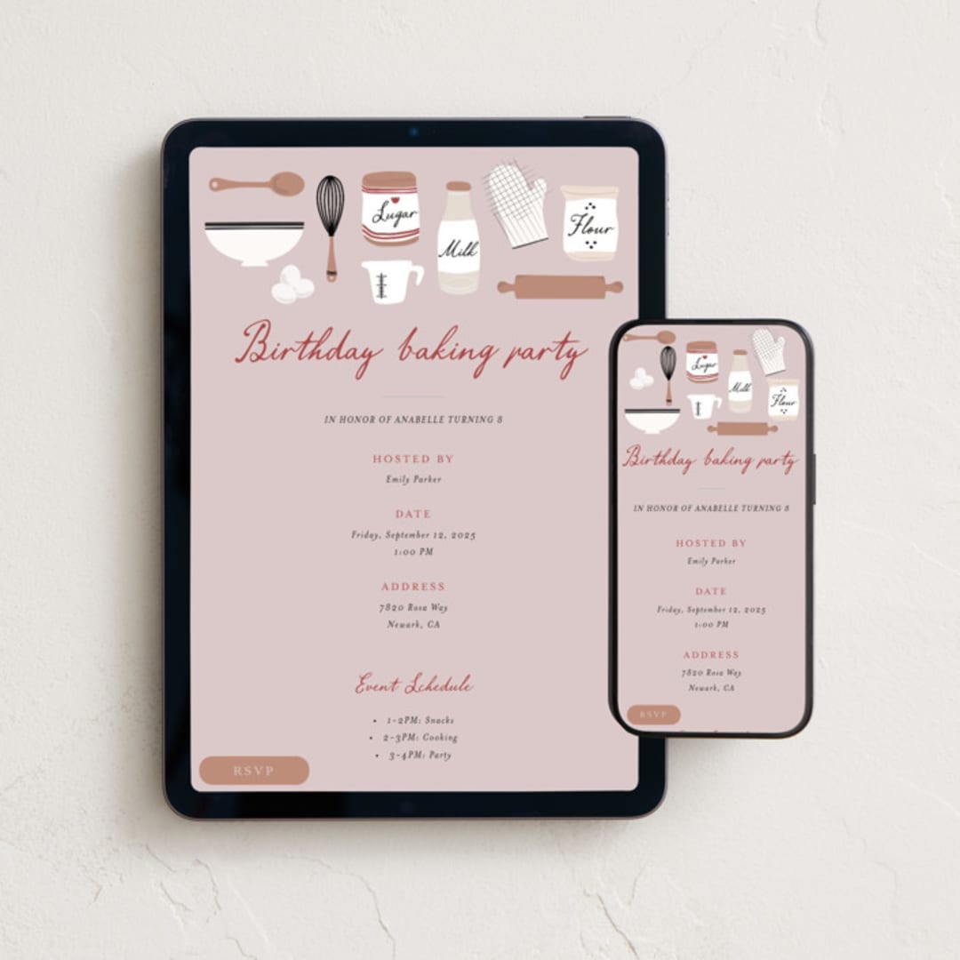 "Baking party" - Online Kids Birthday Invitations in Cupcake by Maja Cunningham - Mobile + desktop layout