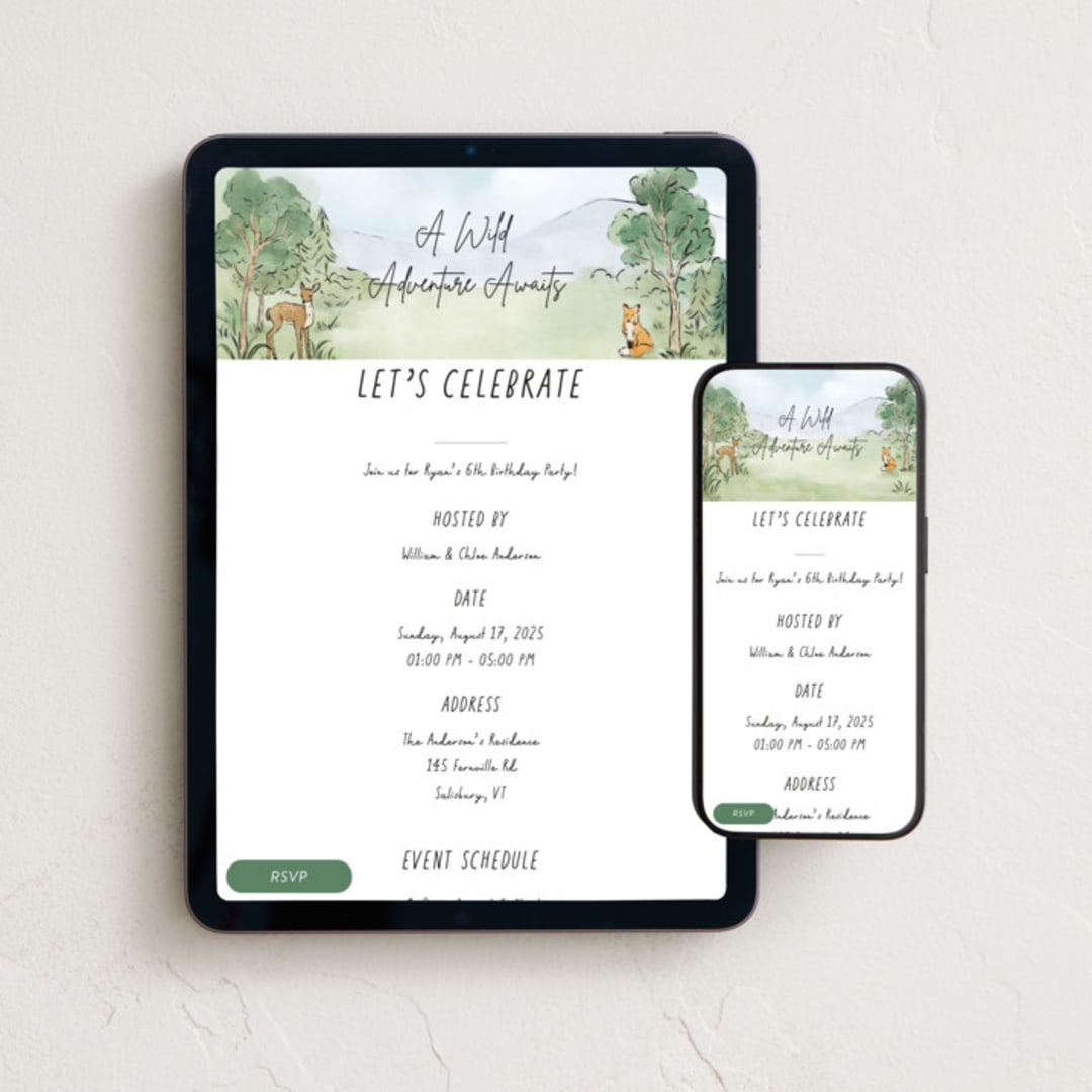 "A Wild Adventure" - Online Kids Birthday Invitations in Grass by Elly - Mobile + desktop layout