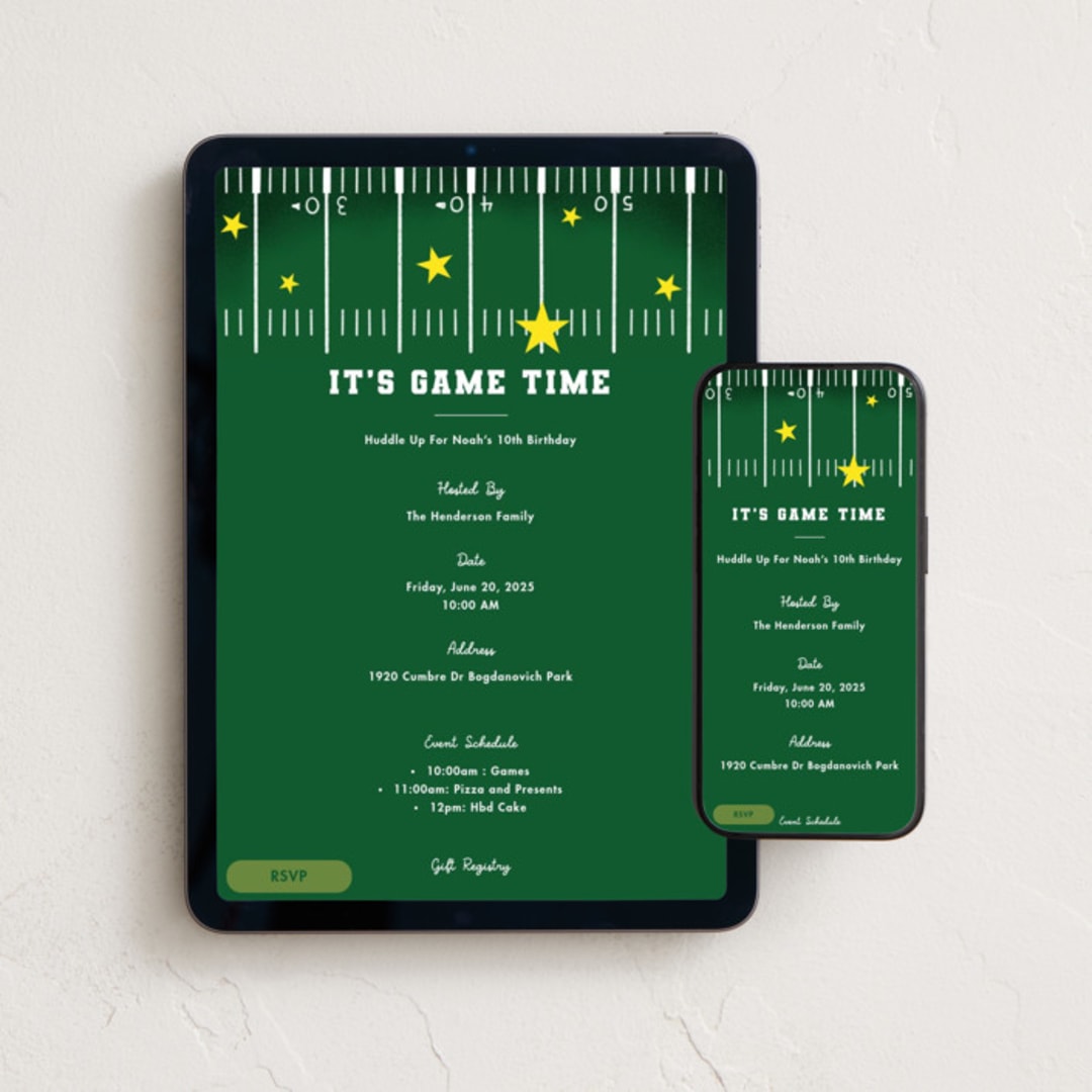 "American Football" - Online Kids Birthday Invitations in Grass by Becky Nimoy - Mobile + desktop layout