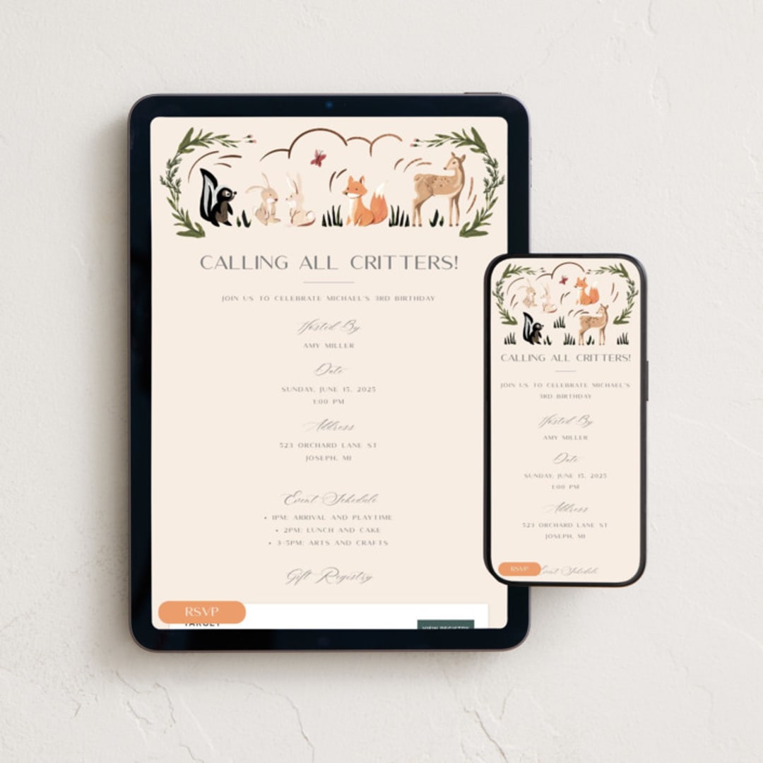 "Woodland Dreams" - Online Kids Birthday Invitations in Halo by Teju Reval - Mobile + desktop layout