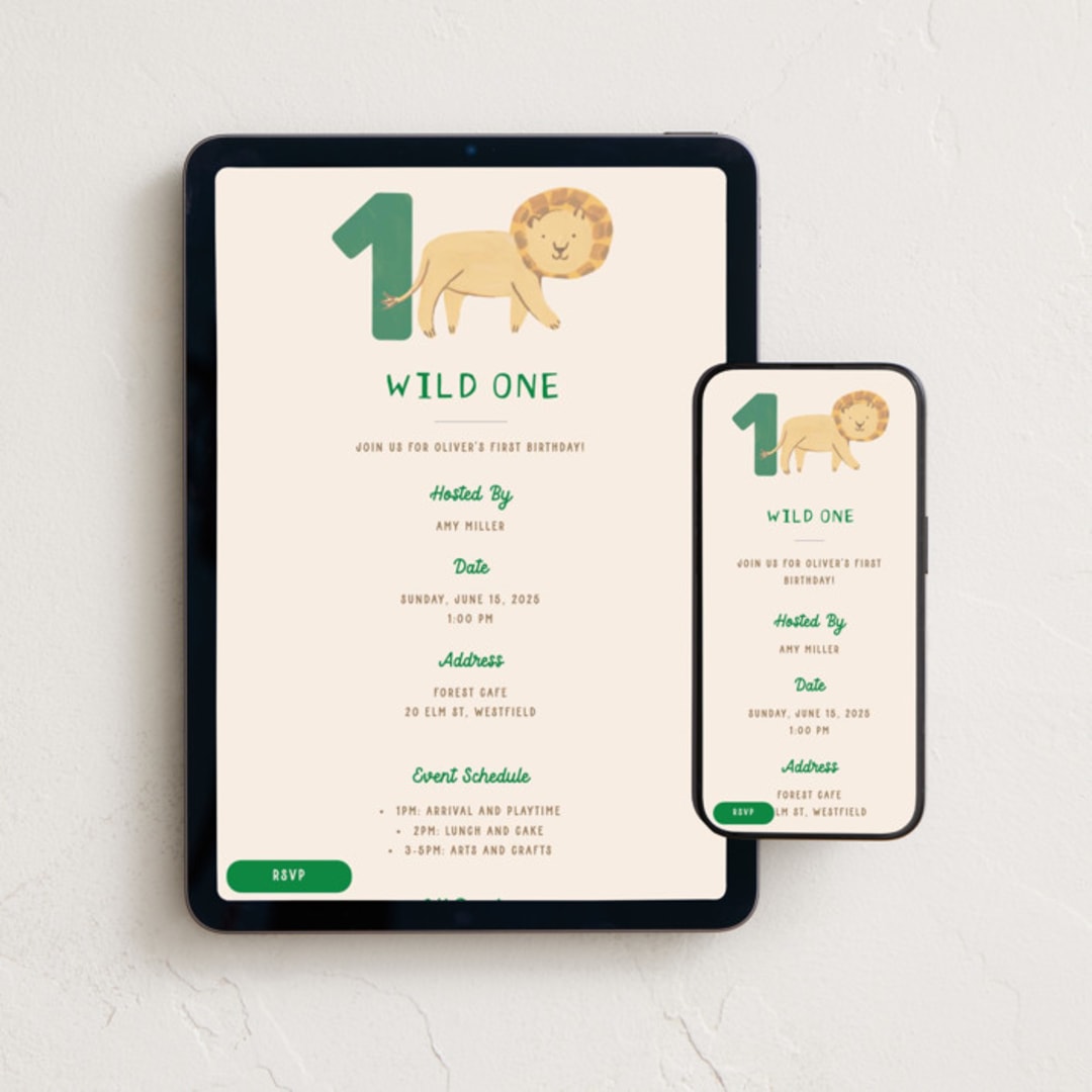 "Wild Lion" - Online Kids Birthday Invitations in Halo by Teju Reval - Mobile + desktop layout