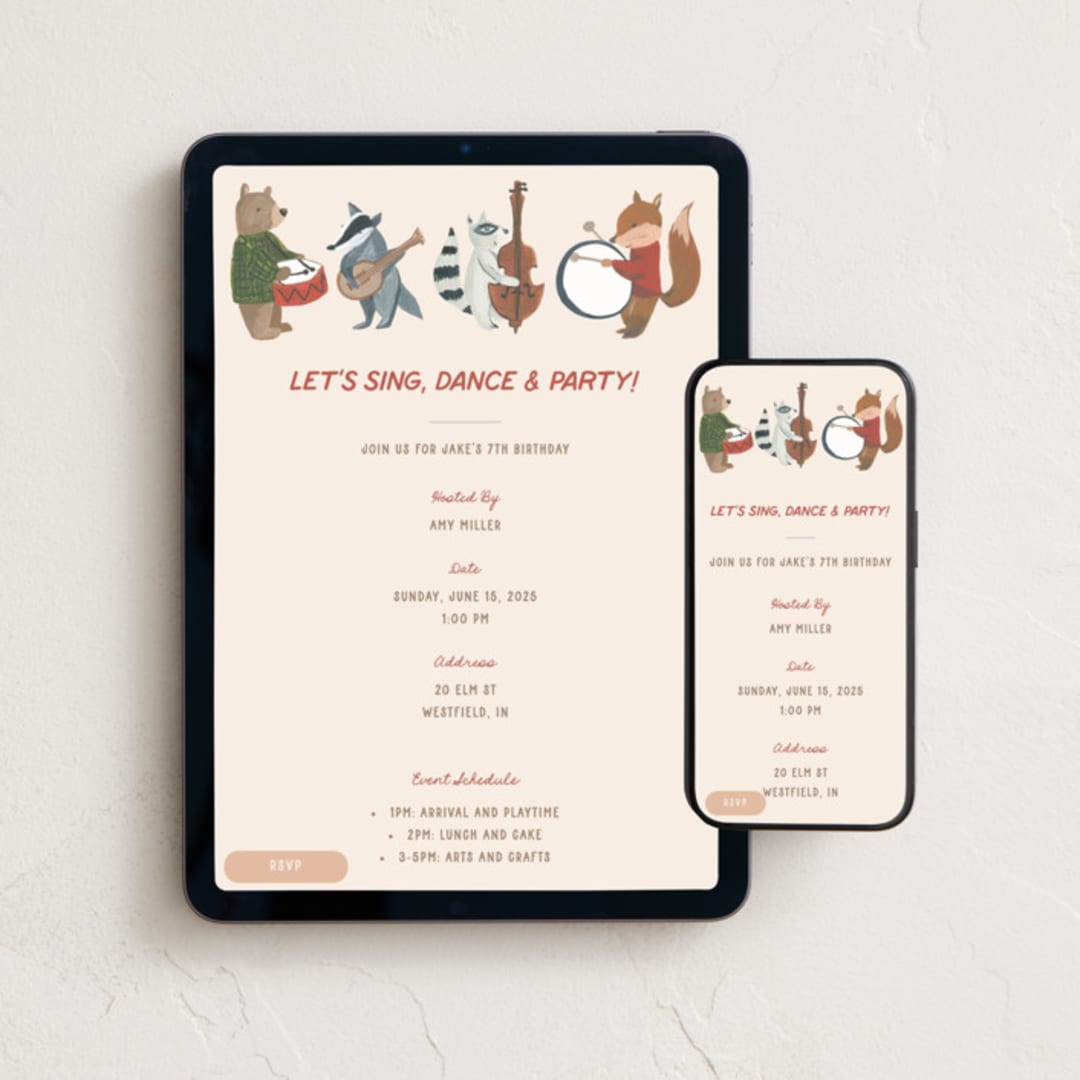 "Musical Party" - Online Kids Birthday Invitations in Halo by Teju Reval - Mobile + desktop layout