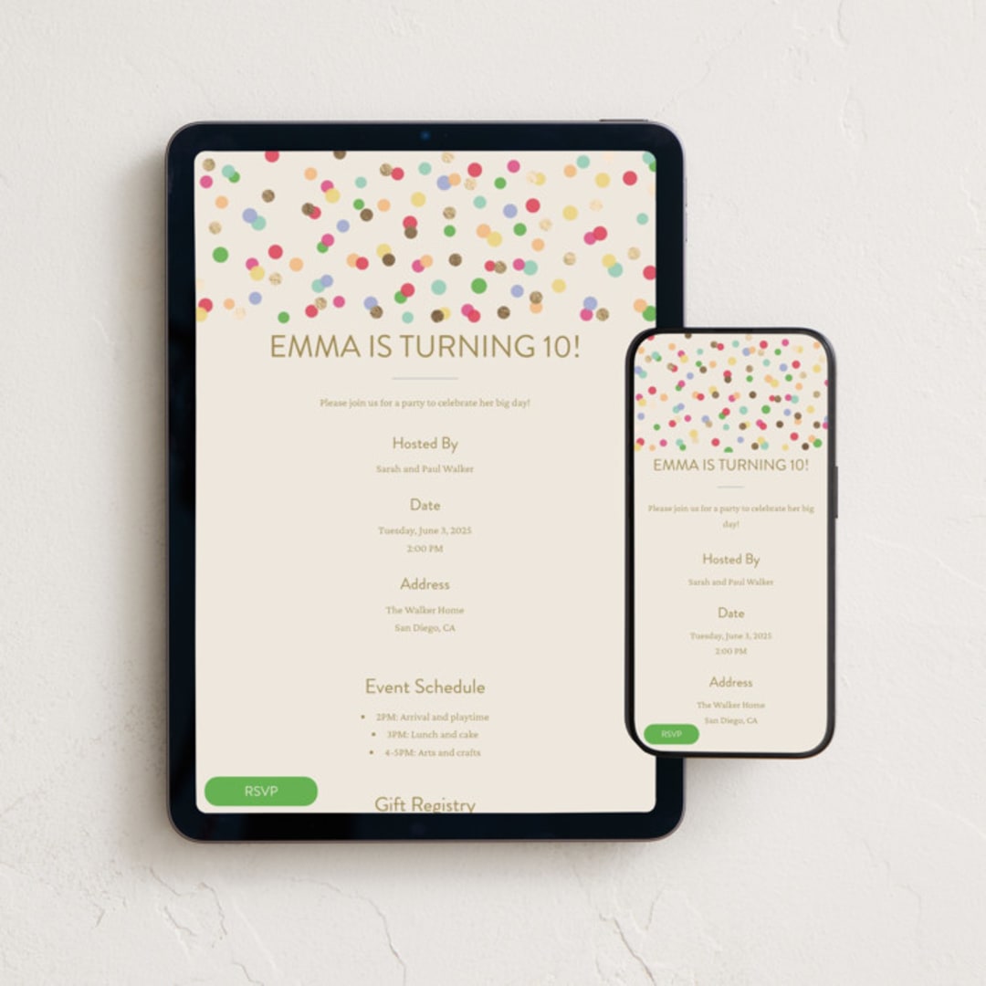 "Colorful Confetti" - Online Kids Birthday Invitations in Colorpop by Stephanie Heinrich Godbout - Mobile + desktop layout