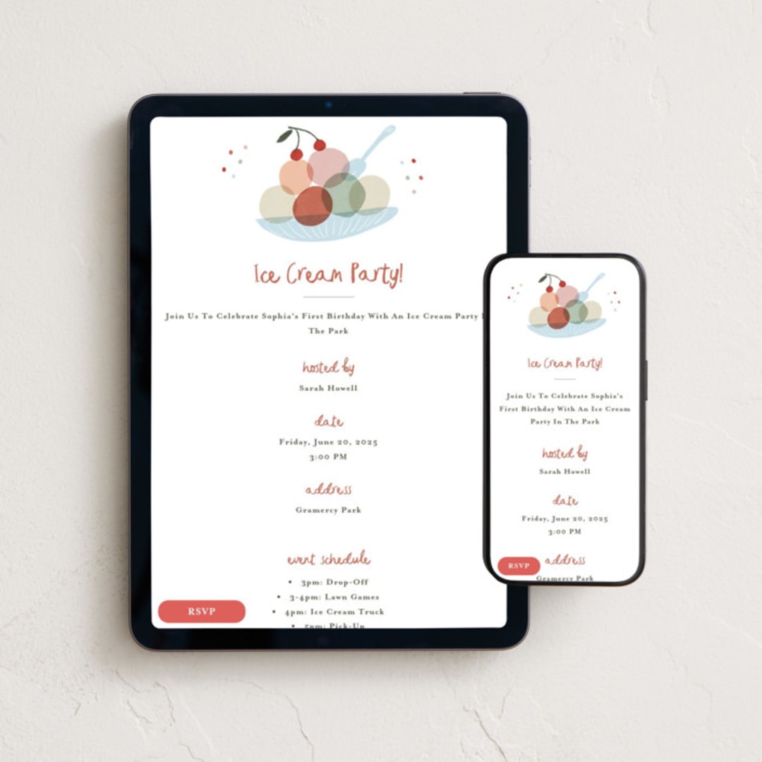 "Ice Cream Sprinkles" - Online Kids Birthday Invitations in Snow by Ani Somi - Mobile + desktop layout