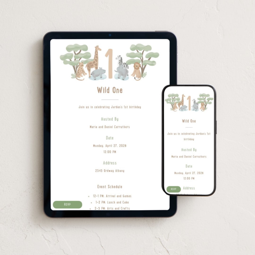 "Little Animal World" - Online Kids Birthday Invitations in Air by Jennifer Holbrook - Mobile + desktop layout
