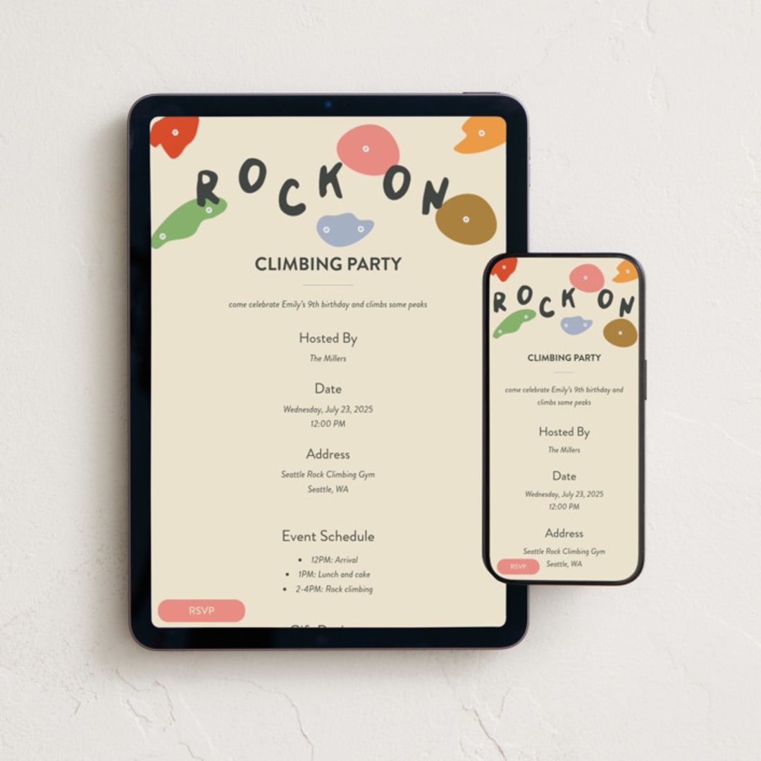 "Rock on" - Online Kids Birthday Invitations in Gumdrops by Stephanie Heinrich Godbout - Mobile + desktop layout