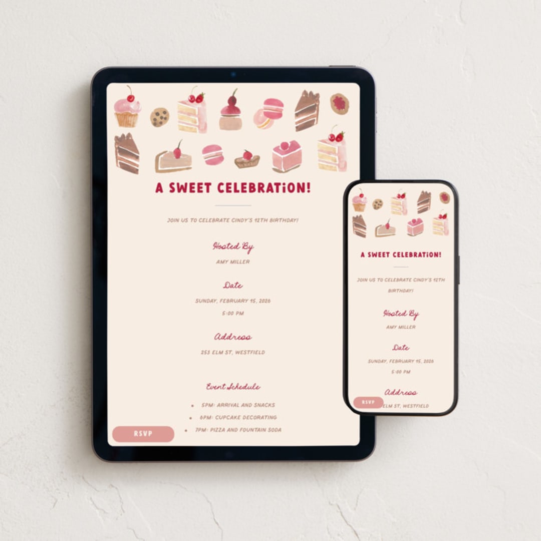 "Sweet Treats" - Online Kids Birthday Invitations in Butter by Teju Reval - Mobile + desktop layout