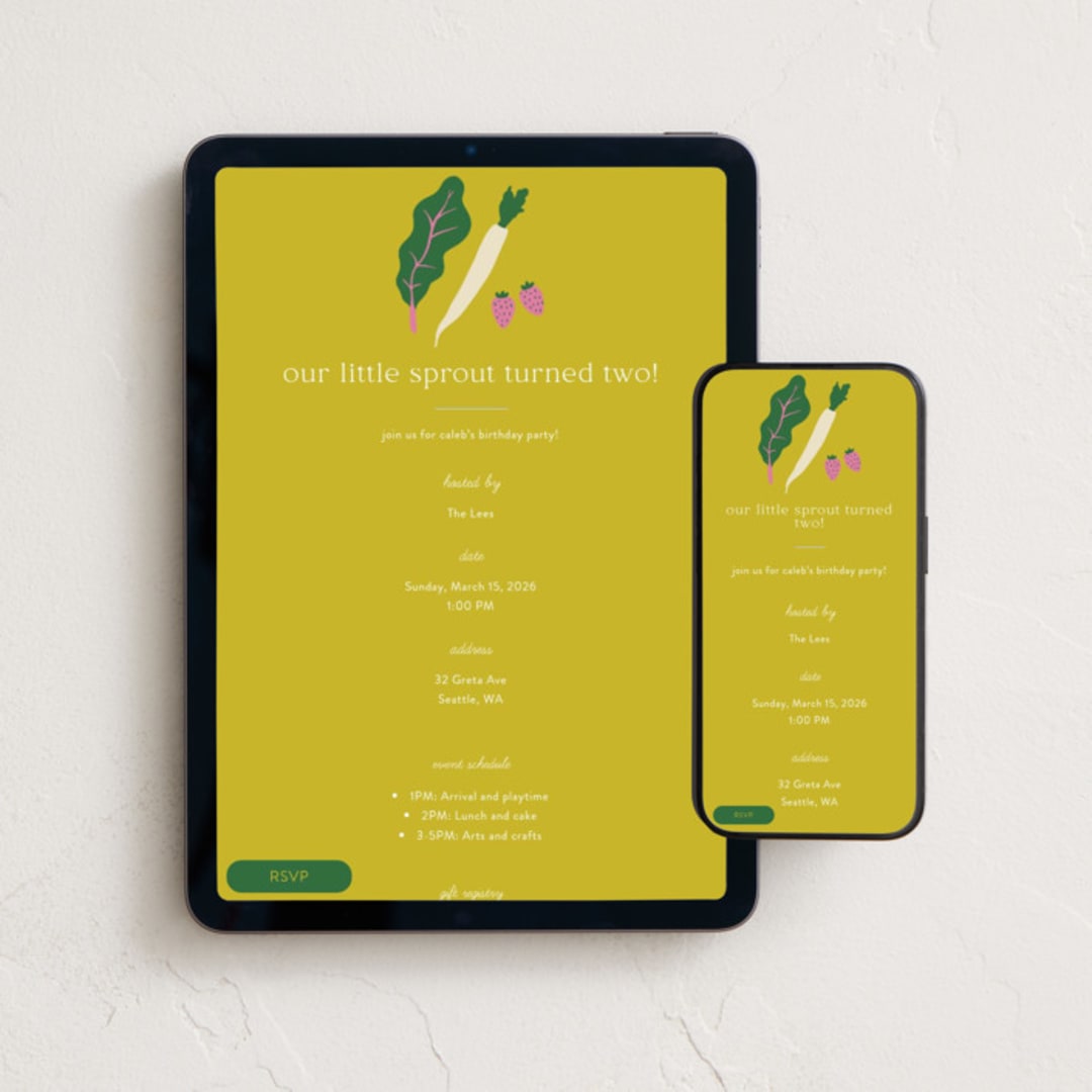 "Little Sprout" - Online Kids Birthday Invitations in Sprout by Sierra Lee - Mobile + desktop layout