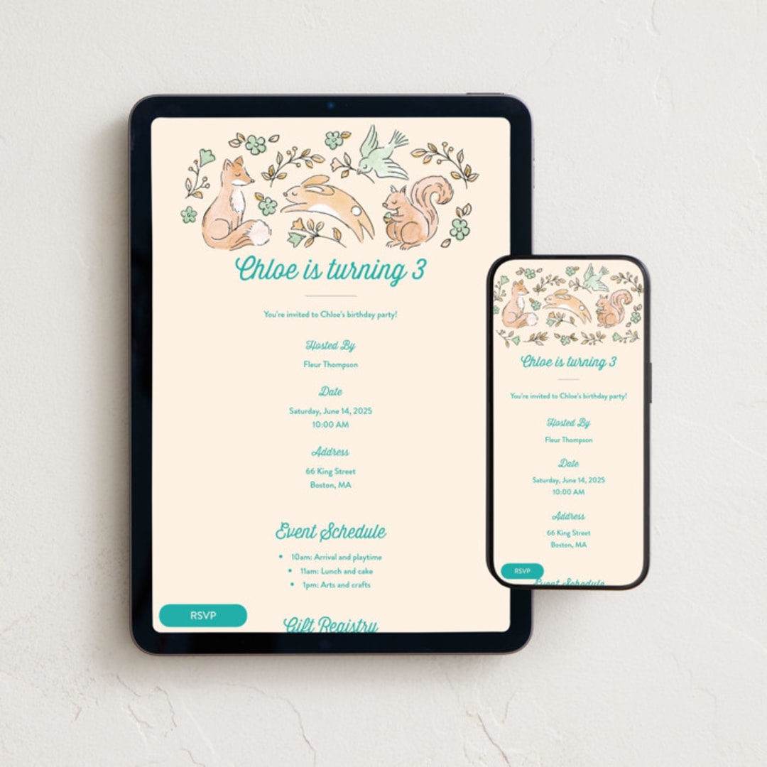 "Woodland Fun" - Online Kids Birthday Invitations in Daisy by Anna Black - Mobile + desktop layout