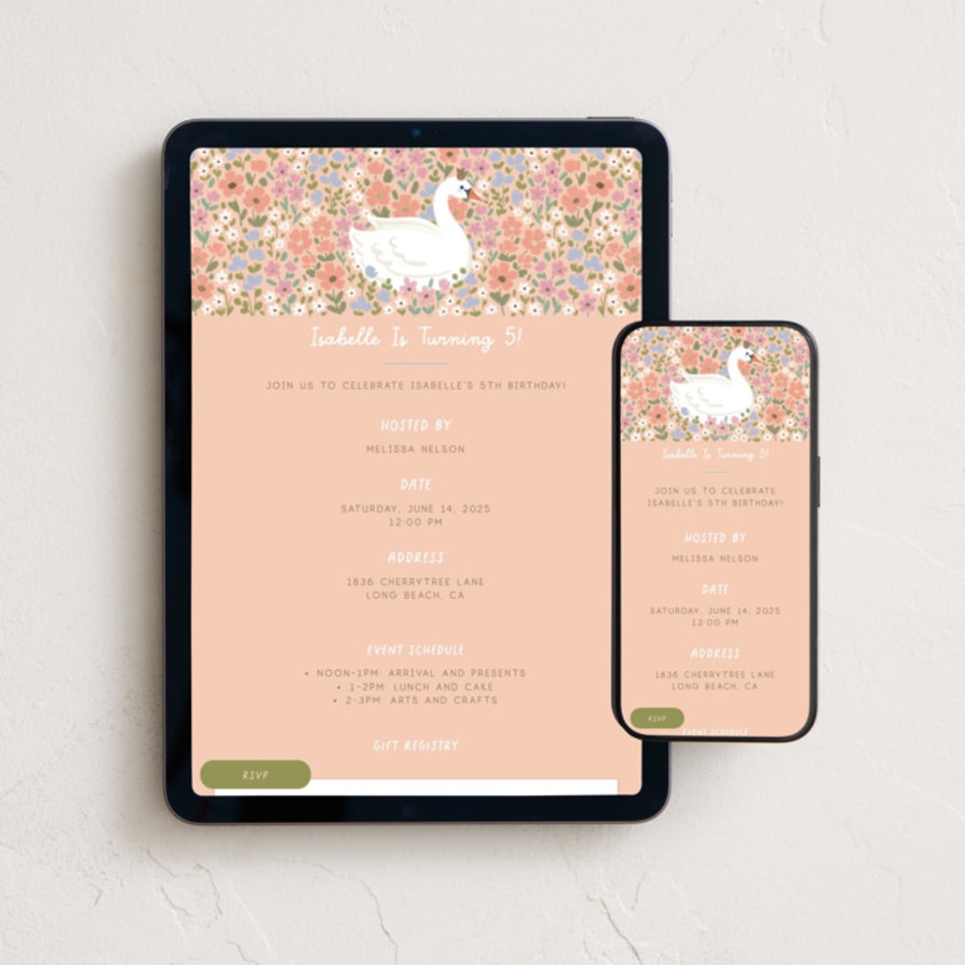 "Lovely Celebration" - Online Kids Birthday Invitations in Peach by Brandy Folse - Mobile + desktop layout