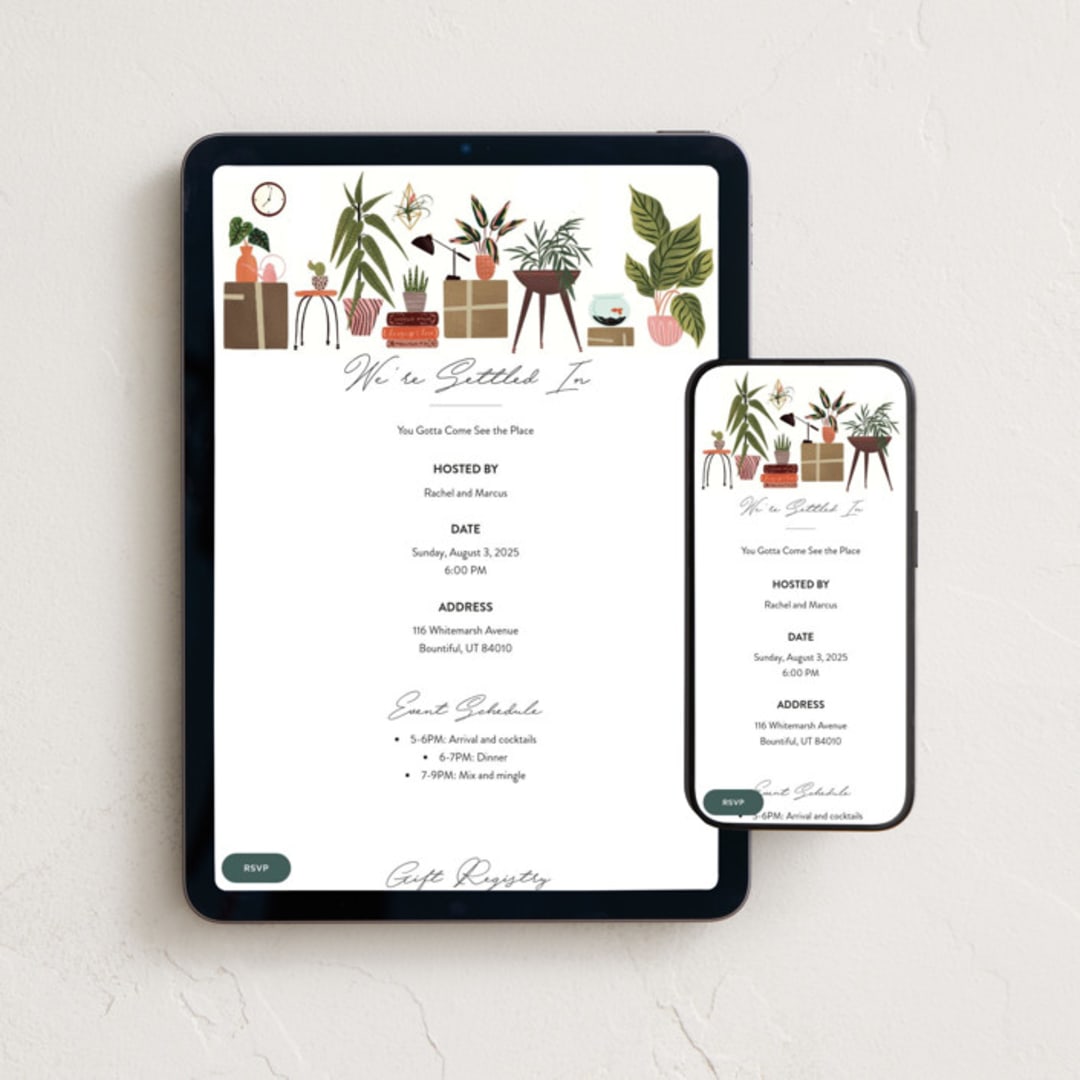 "Plant Lovers" - Online Party Invitations in Leaf by Grae - Mobile + desktop layout