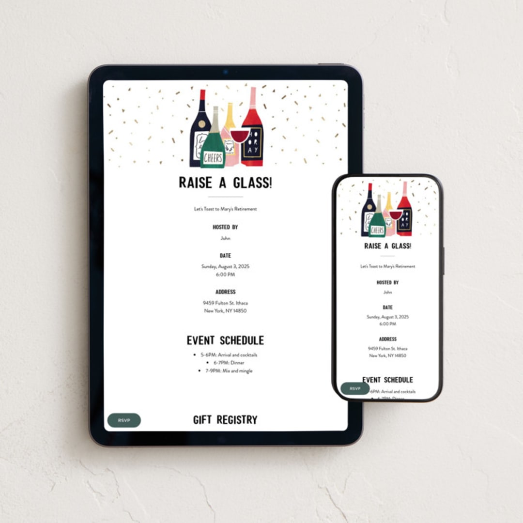 "Time to pour the wine!" - Online Party Invitations in Ice by Cindy Chu - Mobile + desktop layout