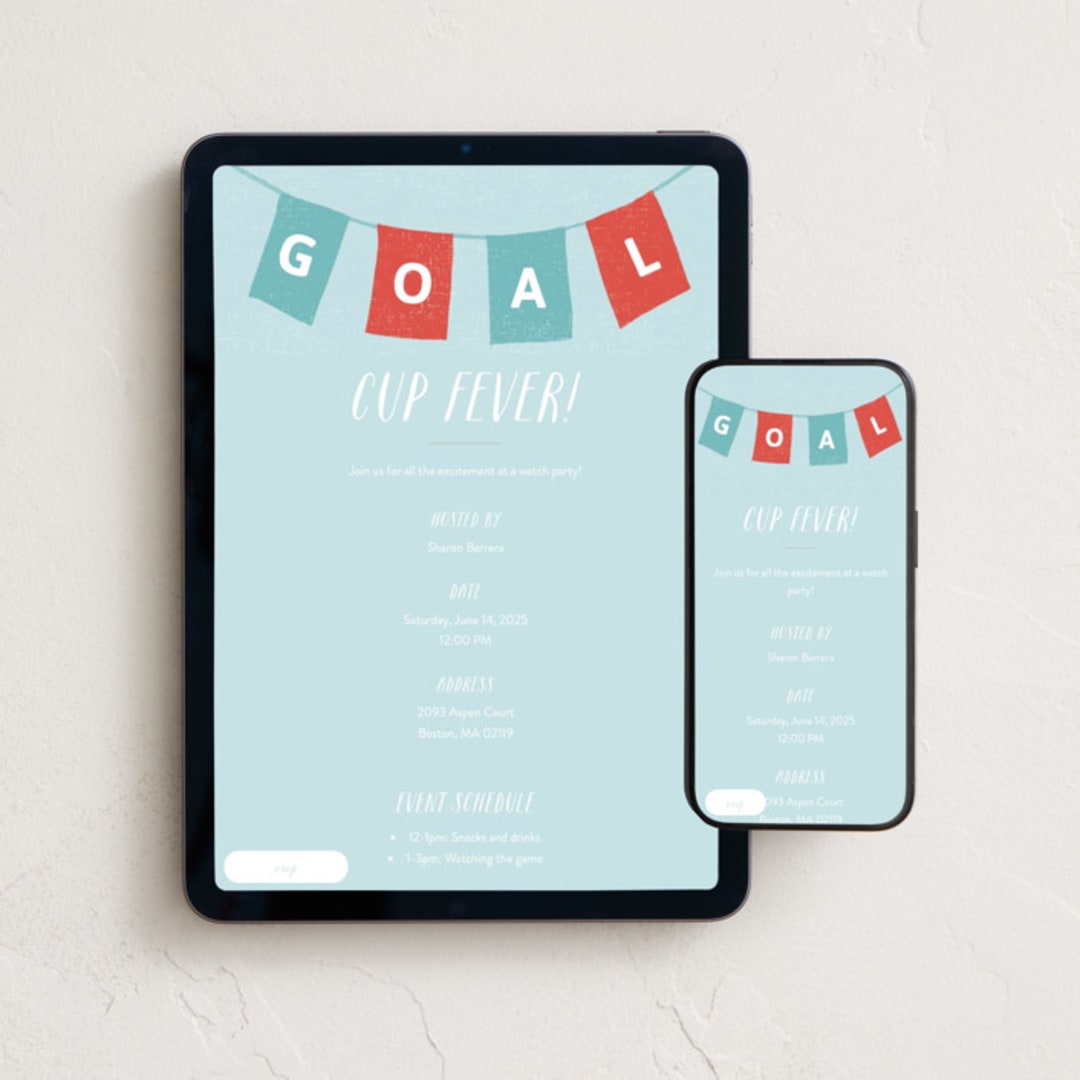"Goooooaaaall!!!" - Online Party Invitations in Aqua by merry mack creative - Mobile + desktop layout