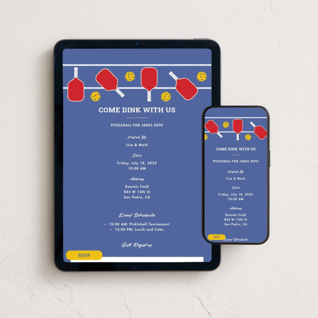 "Dink with us" - Online Party Invitations in Aqua by Becky Nimoy - Mobile + desktop layout
