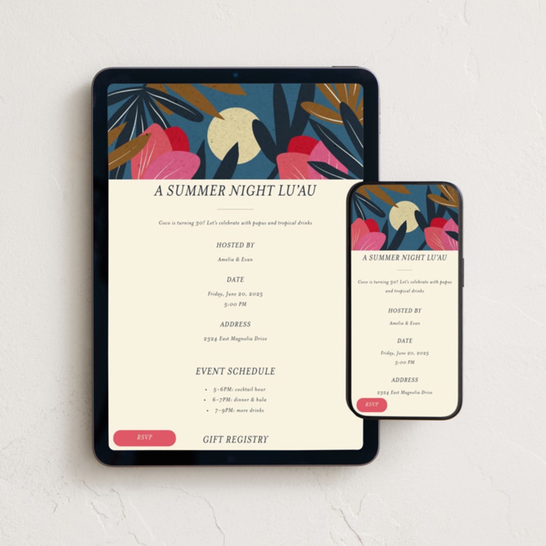 "Tropical Sonata" - Online Party Invitations in Hawaii by Ani Somi - Mobile + desktop layout