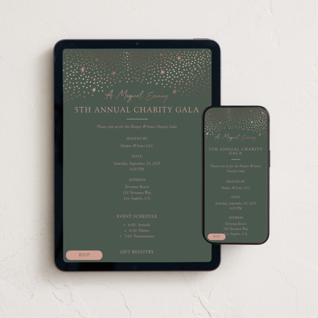"A Magical Evening" - Online Party Invitations in Olive by Becky Nimoy - Mobile + desktop layout