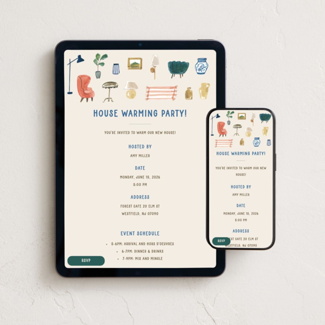 "Fav Things" - Online Party Invitations in Petal by Teju Reval - Mobile + desktop layout