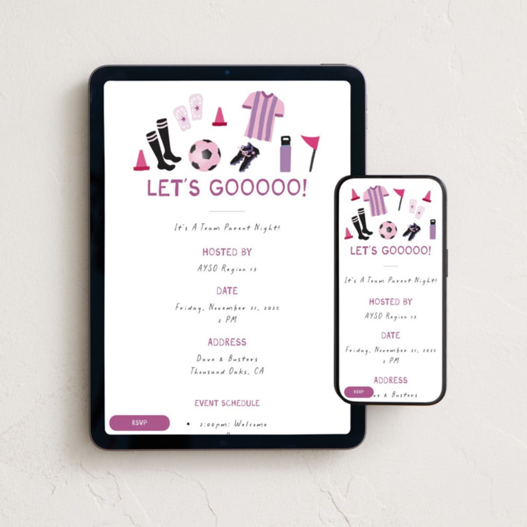 "soccer info meeting" - Online Party Invitations in Candy Store by Kamala Nahas - Mobile + desktop layout